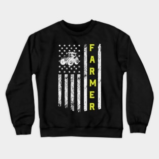 Flag With Tractor Patriotic Farmer Crewneck Sweatshirt